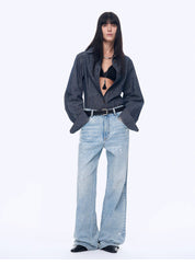 Distressed dirty dyed Tencel cotton jeans"Art Journey"