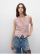 "Stacking Rehearsal" Fashionable vintage style layering artifact wool blend dotted V-neck knitted vest for autumn