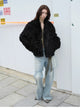 Fireladyfur Women's Reversible Standing Collar Tuscan Sheepskin Coat“Beethoven's Night”