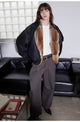 Hull Contract Colorblocked Fur Round Neck Short Parka Jacket