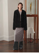 "Paris Night" luxury lightweight v-neck mid-length imported ragone sheepskin fur coat