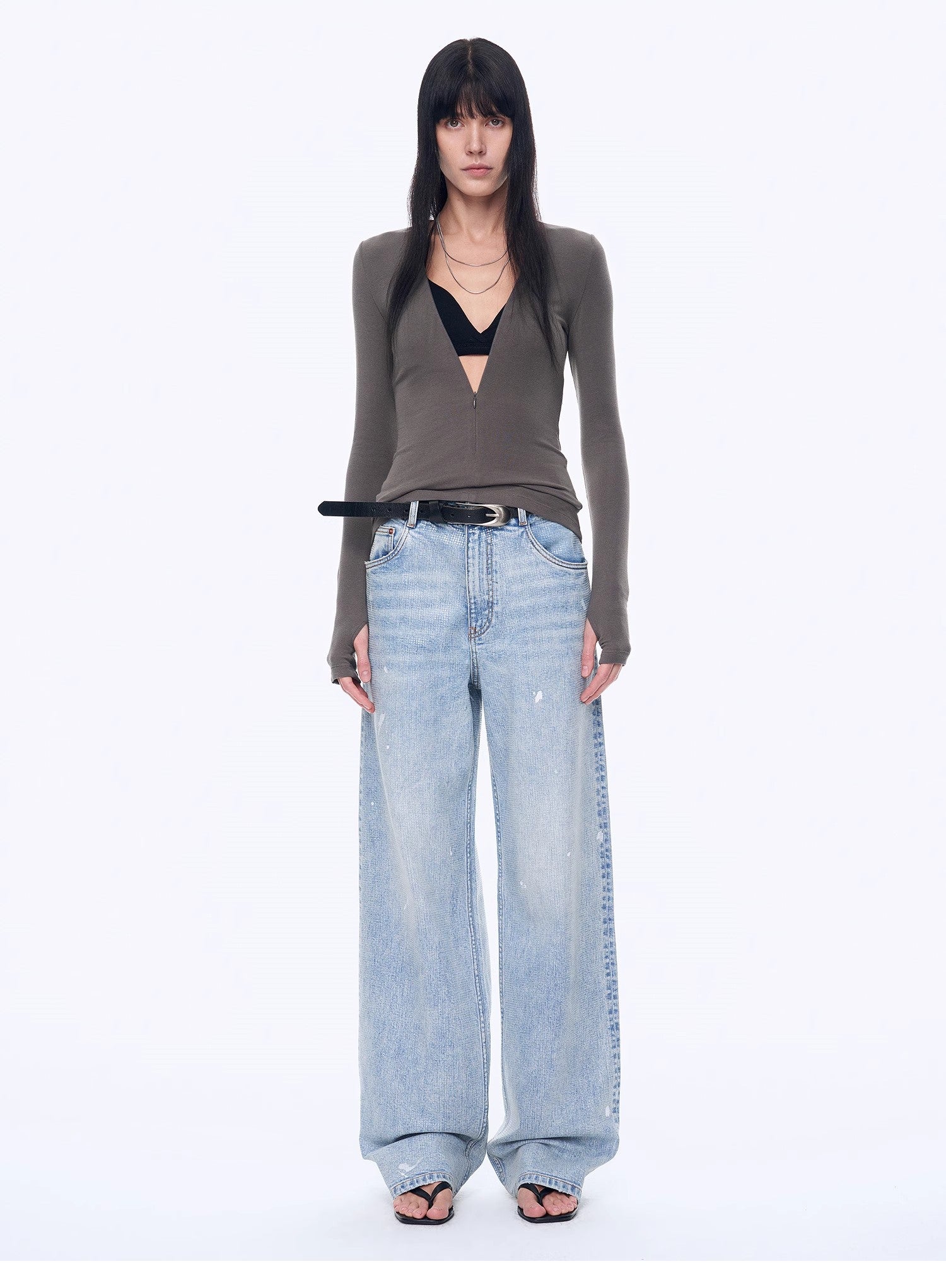 Distressed dirty dyed Tencel cotton jeans"Art Journey"