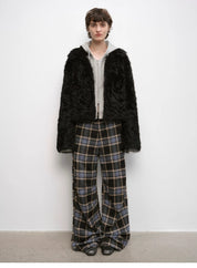 Fireladyfur Women's Soft & Warm Short Wool Sheepskin Coat“Blackmoon Berlin”