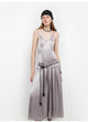 Luxurious and light, glossy and silky 100% acetate low-waisted long suspender dress "Girls' Letterhead"