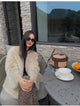 "Night in Paris" imported Tuscan sheepskin women's V-neck age-reducing lamb fur coat