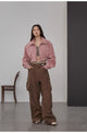 Retro Classic Stand Up Sheep Leather Short Jacket "Witch Game"