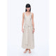 Silver Striped Linen V-Neck Drape Dress"Milan Holiday"