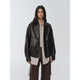Retro and fashionable imported waxed sheepskin leather bomber jacket "New York International Student"