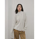 Women’s Merino Wool Twisted Oversized Sweaters Turtleneck Long Sleeve Top,“Autumn Moon Star Sea”