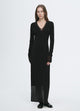 Elegant and intellectual triacetate Tencel blended skin-friendly transparent splicing design V-neck dress
