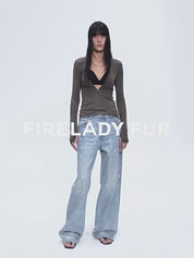 Distressed dirty dyed Tencel cotton jeans"Art Journey"