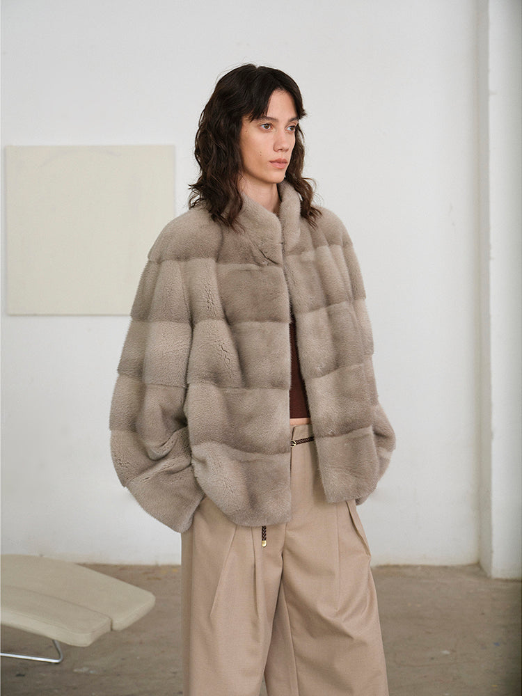 Imported purple label mink coat horizontal ridge leaning against the ridge craft mink fur coat