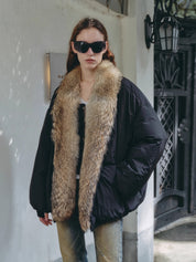 Fireladyfur Women’s Down Parka with Detachable Real Wolf Fur Trim Polish White Goose Down “Glacier Parka”