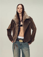Firelady Fur Women's genuine Fur Denim Parka | Detachable Fur Collar & 90% White Goose Down Fill“Wander Free”