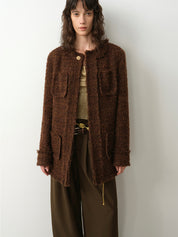 "Sophisticated Lady" Italian Imported Haute Couture Tailored Tweed Jacket with Gold Buttons for Women