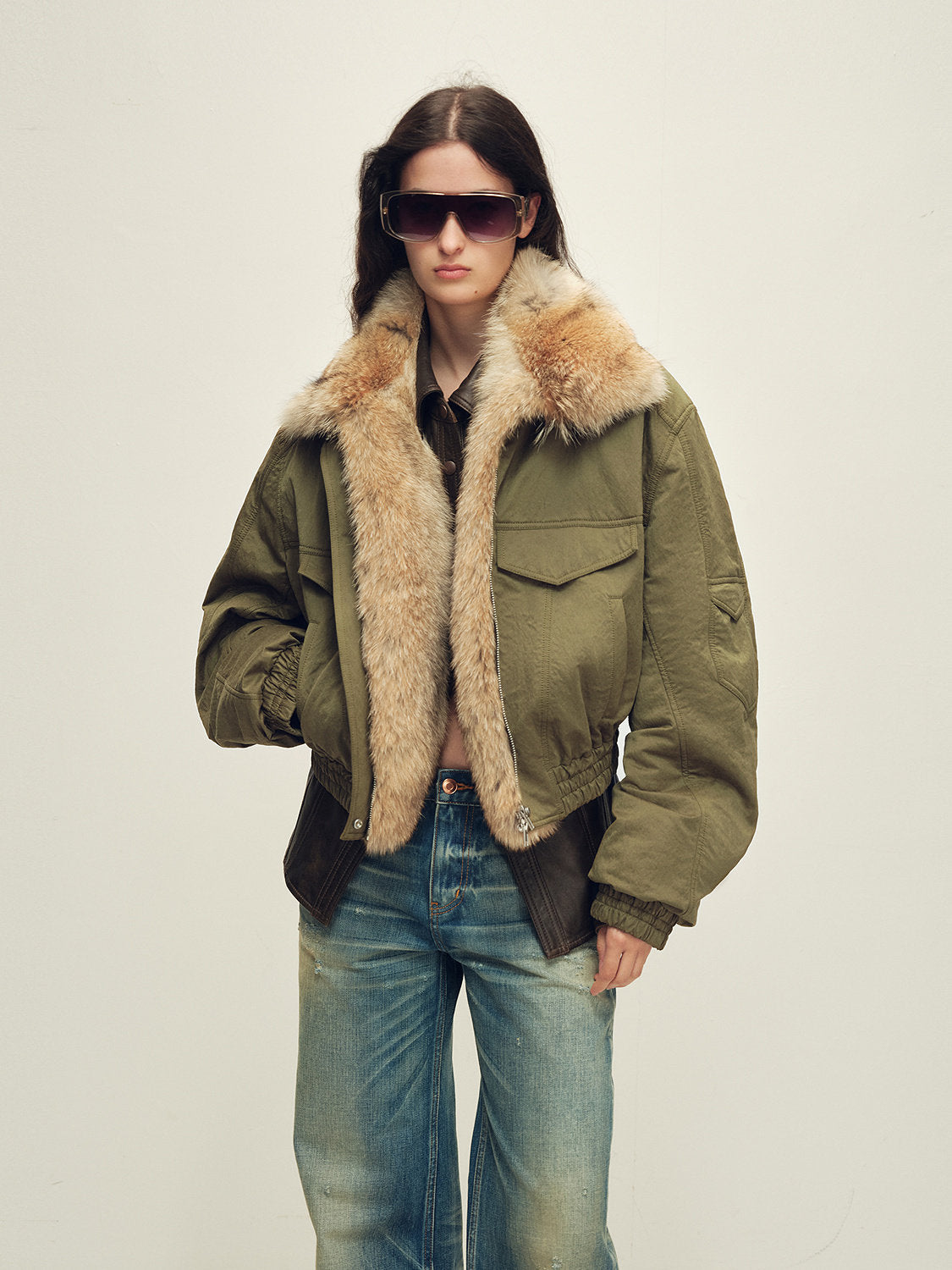 Firelady Fur Women's Multi-Color Fur Collar Parka - Pilot Jacket Style "Serene Heat Island"