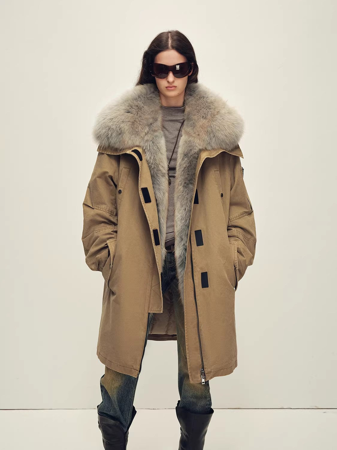 Firelady Fur Women's OVERSIZE Raccoon Fur Down Parka with Multi-Wear Design "Swan Feather Collection"
