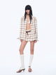 Vintage Linen Shirt Skirt Two-Piece Spring"Plaid Sketch"