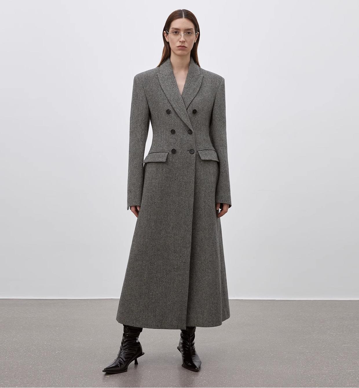 "After the Dawn"Women's Waist-Defined Coat with Suit Collar for Fall and Winter