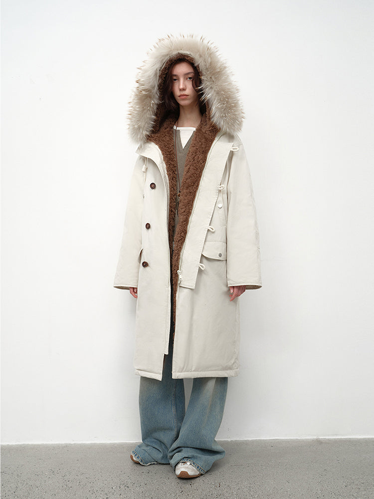 “Manchester City Old Stories II”shearling lining long raccoon fur collar 90 duck down parka