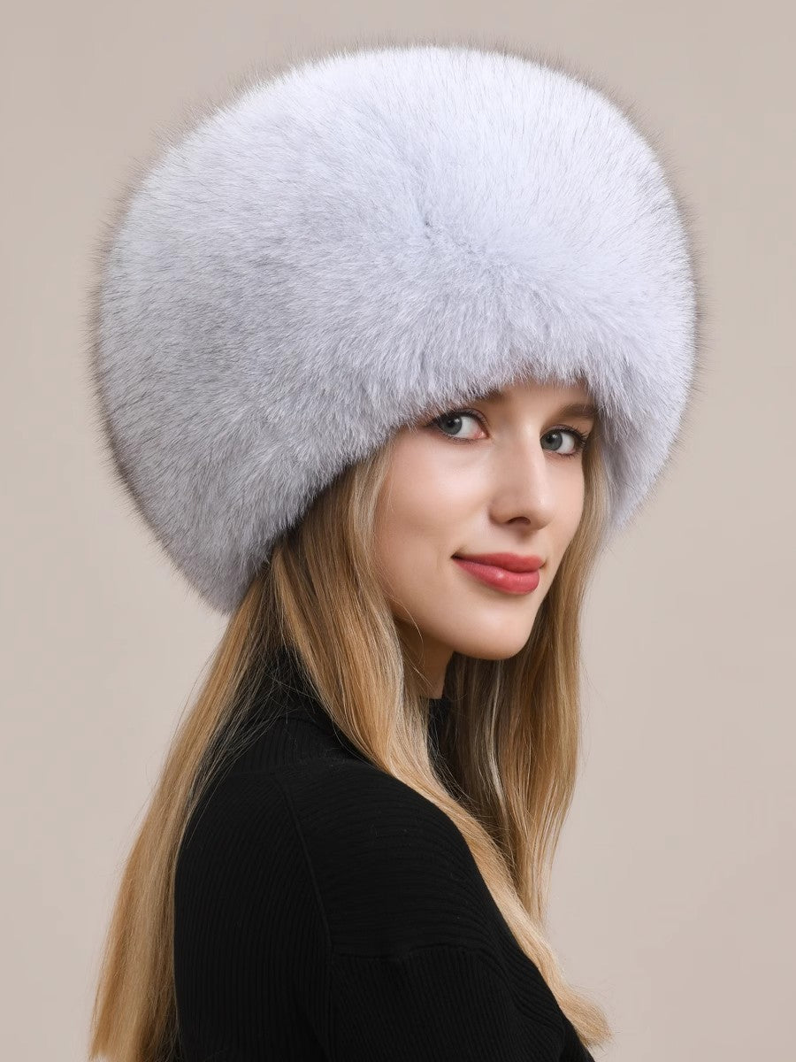 Fox fur hat warm earmuffs