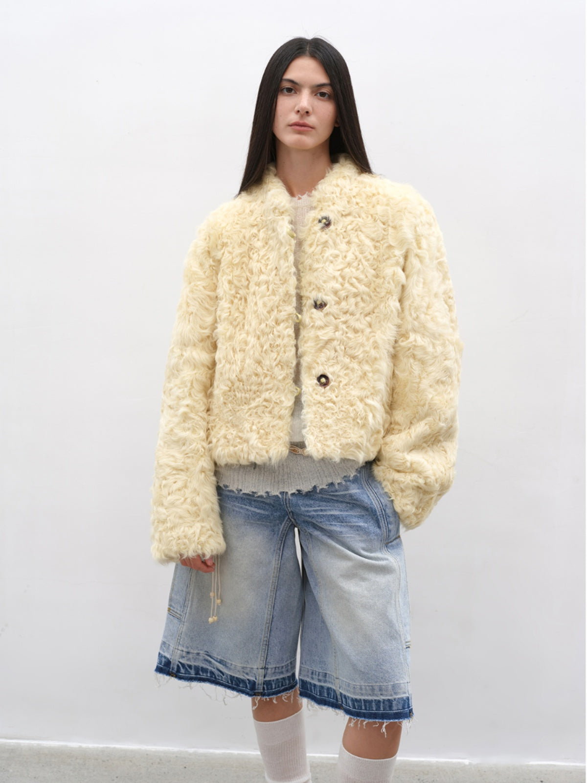 Little Bear's Thoughts New Zealand imported sheepskin coat