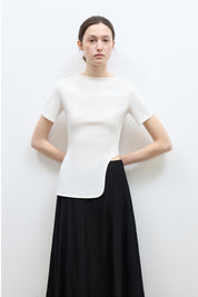 Letrans Women's Asymmetrical Hem T-Shirt - Short Sleeve Top “Architectural Principles”