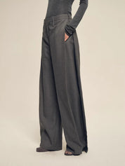 Firelady Fur Textured Fine Wool Four-Button Wide-Leg Trousers"Urban Film ”