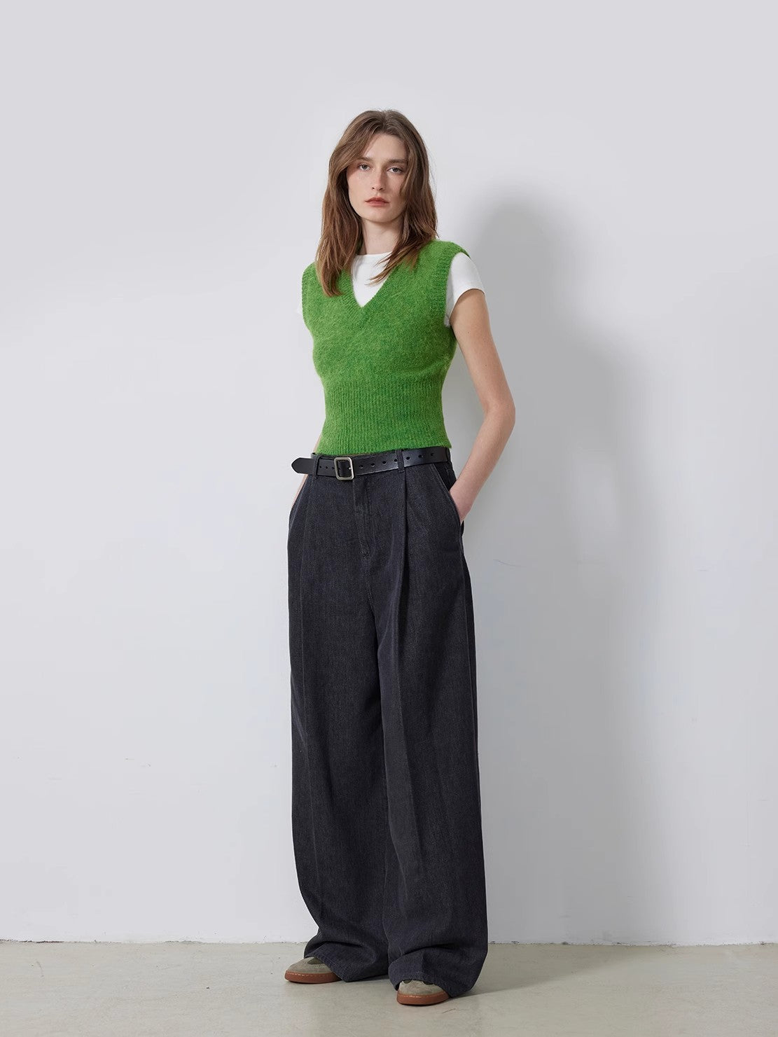 Black Season Soul Retro Fashion Single Pleated Wide Leg Straight Jeans