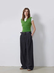 Black Season Soul Retro Fashion Single Pleated Wide Leg Straight Jeans