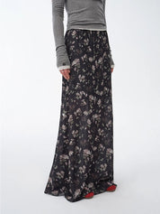 "Gallery Dusse" Vintage Print Straight Draped Skirt