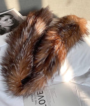 Fox Fur Knitted Scarf Warm Double-Sided Fur Neck Scarf