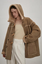 Quartet Short Hooded Shearling Jacket