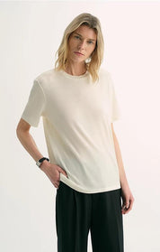 "Soft Cloud" 15.5mm cashmere loose and comfortable round neck versatile short-sleeved T-shirt for women