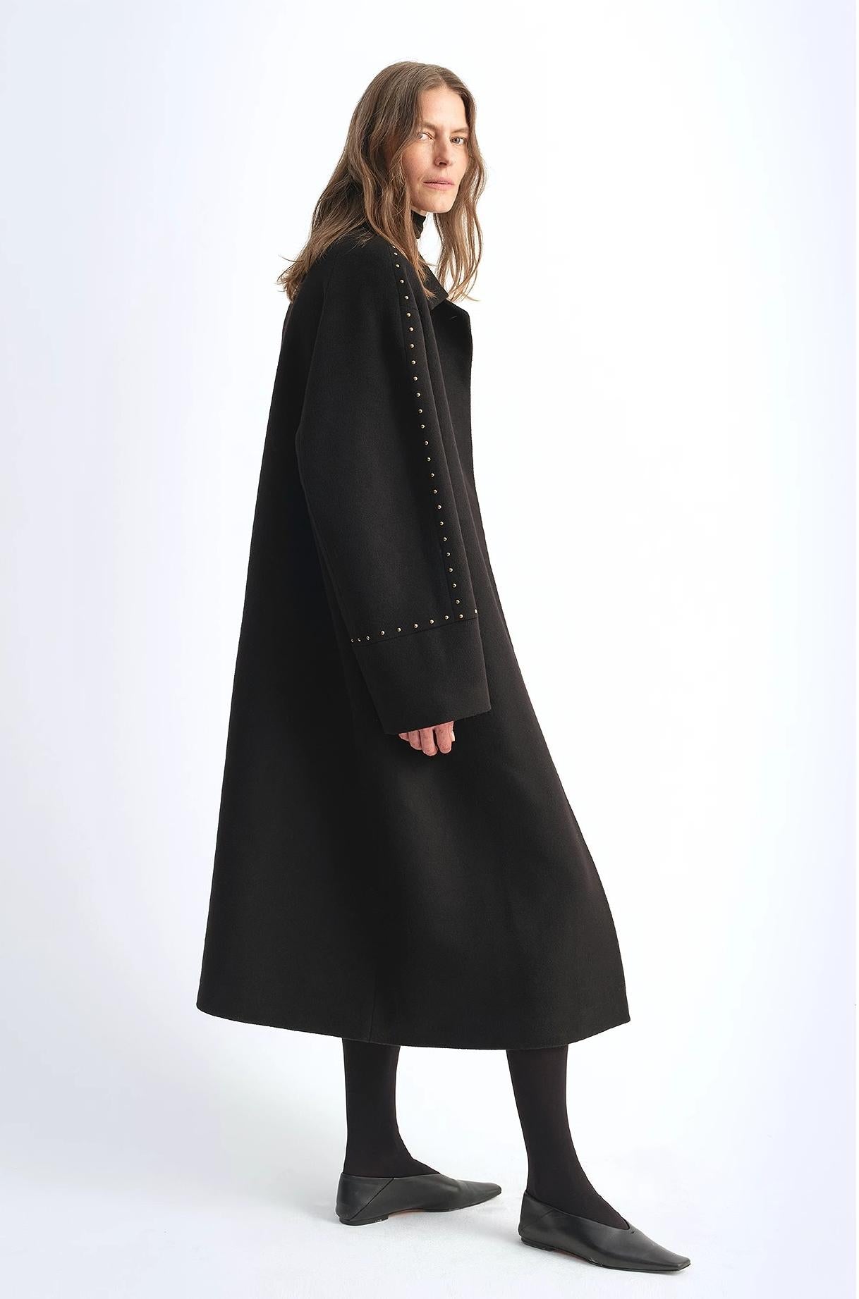 "Dream of Champs Elysees" riveted lapel wool coat women's autumn and winter coat