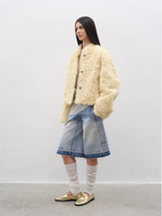 Little Bear's Thoughts New Zealand imported sheepskin coat