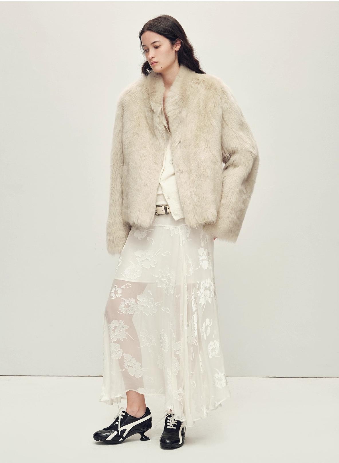 Fireladyfur Women's Casual Drop Shoulder Stand Collar Sheepskin Coat"Practical Wearism"
