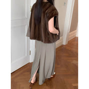 NAMA Chocolate Brownie Imported Whole Mink Vest Fur Coat