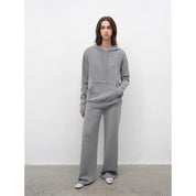 "Relaxed Encounter" Stylish Casual Sports Wool Knit Hoodie and Straight-Leg Leisure Pants Set