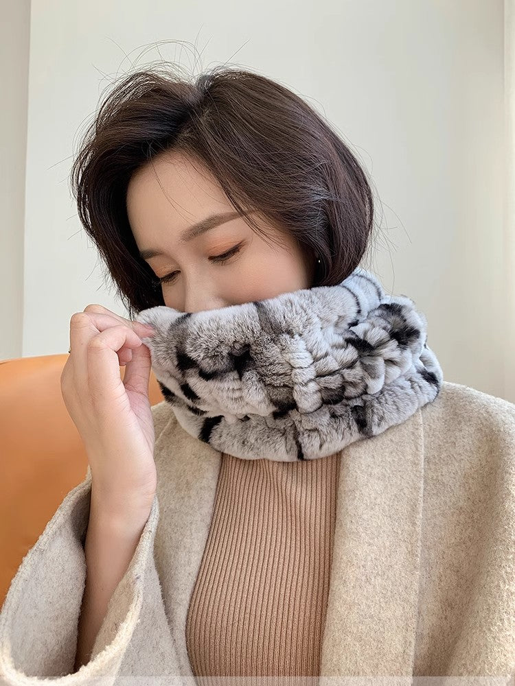 Rex rabbit fur scarf elastic woven fur neck scarf