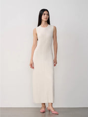 "Island Letters" Limited Edition Baslan Merino Wool Extra Long Sleeveless Lazy Knit Dress