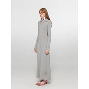 "Spring Muse" Merino Wool / Exquisite Polo Collar Waist-cinching Knit A-line Dress for Women