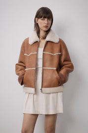 Makino's Fun Lapel Short Style Shearling Jacket