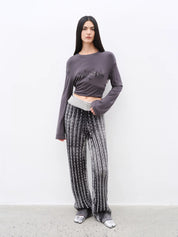 "Winter Date" fashionable slim silhouette permeation printing and dyeing process loose knitted straight pants