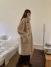 Dreamer Stand Collar Casual Imported Merino Long Sheepskin Jacket