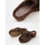 [FF × JW Collaboration - Fur-lined Slip-On Platform Sneakers] Casual and stylish design with wool, slip-on thick-soled sneakers that add height