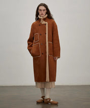 Christmas Elk Reversible Long Shearling Jacket