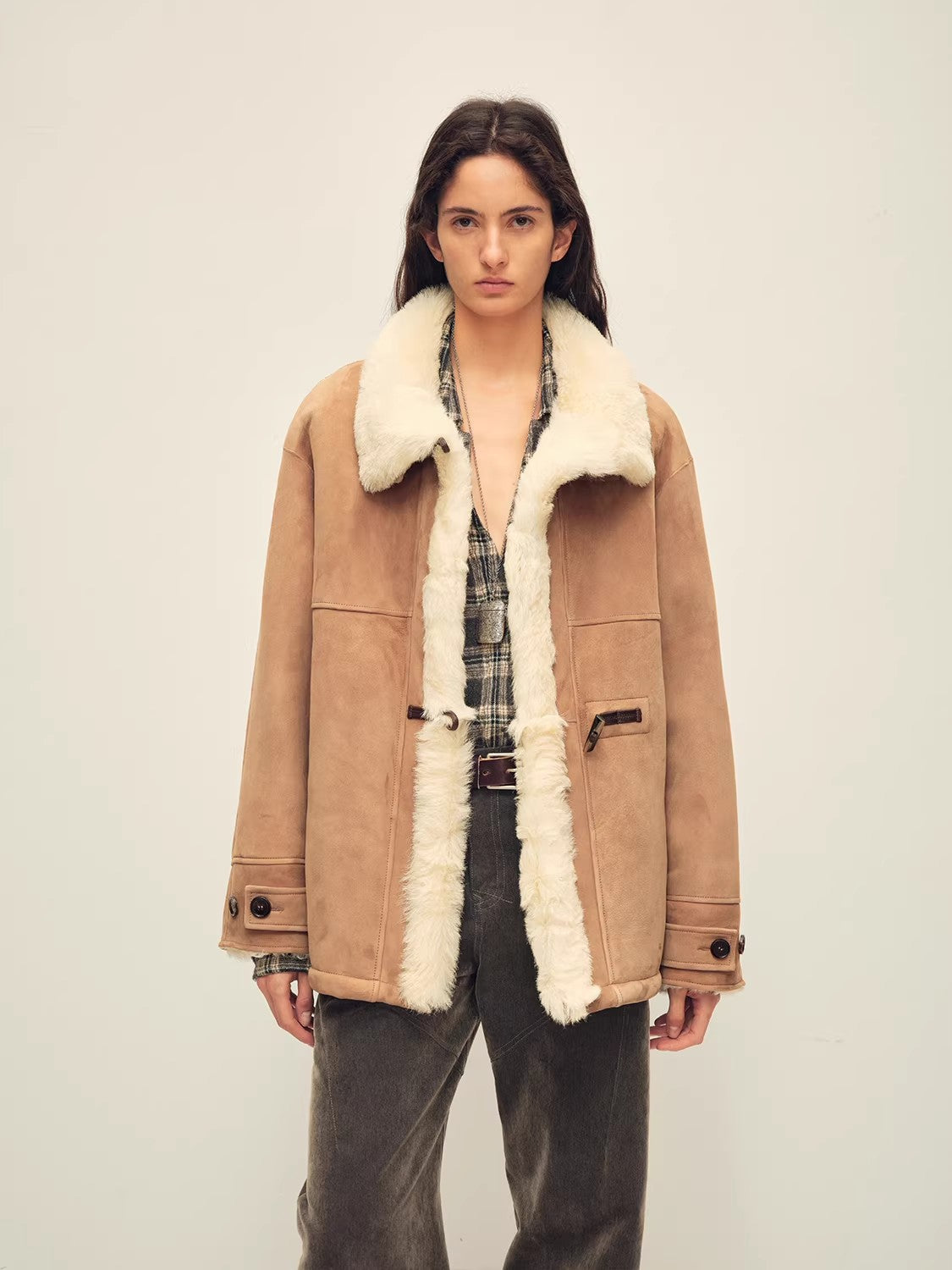 Firelady Fur Women‘s Shearling Jacket with Italian Tuscan Curly Wool Suede Collar“Glam Belle”
