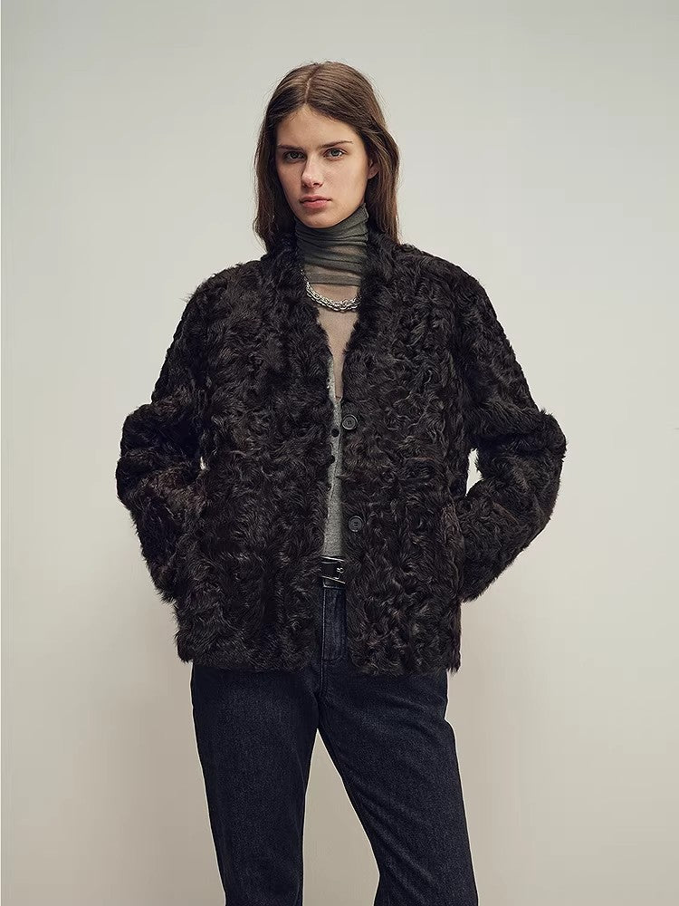 Firelady Fur Women‘s Shearling  Coat | Rippled Waterwave Pattern, Rare Lake Lamb“Mole Manor”