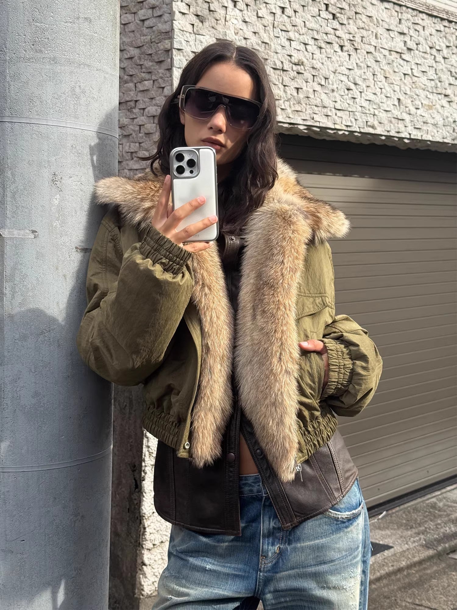 Firelady Fur Women's Multi-Color Fur Collar Parka - Pilot Jacket Style "Serene Heat Island"